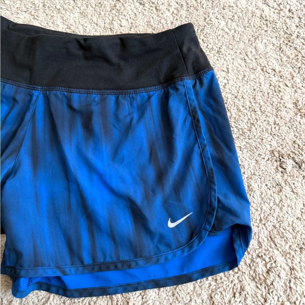 Nike Womens Shorts Size S Small Blue Black Dri Fit Running Athletic Fitness Gym